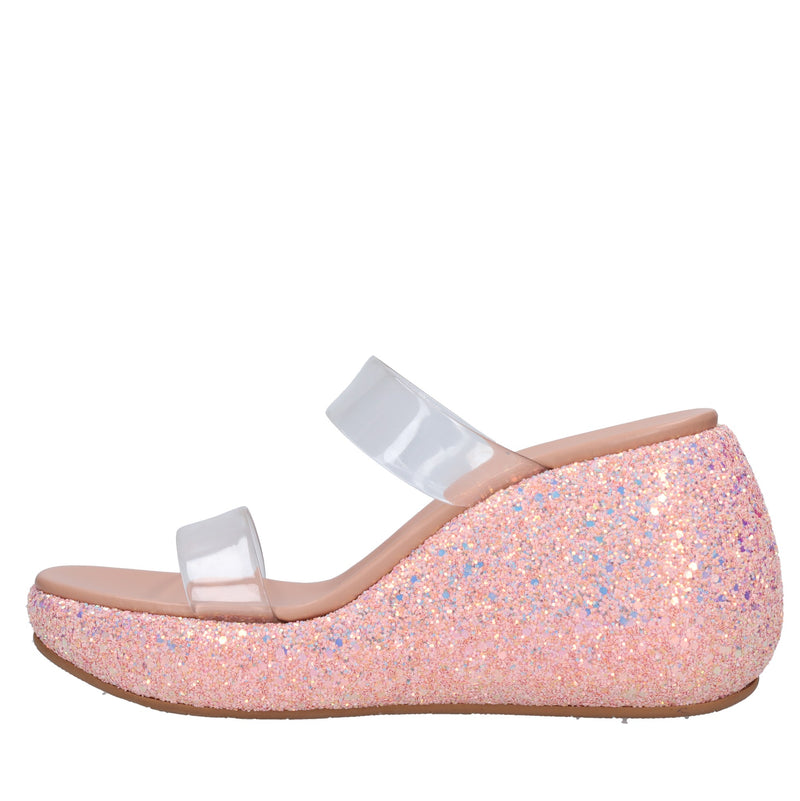 Mules Zeppa in plexi e glitter 