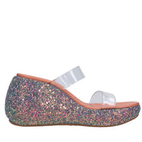 Mules Zeppa in plexi e glitter 