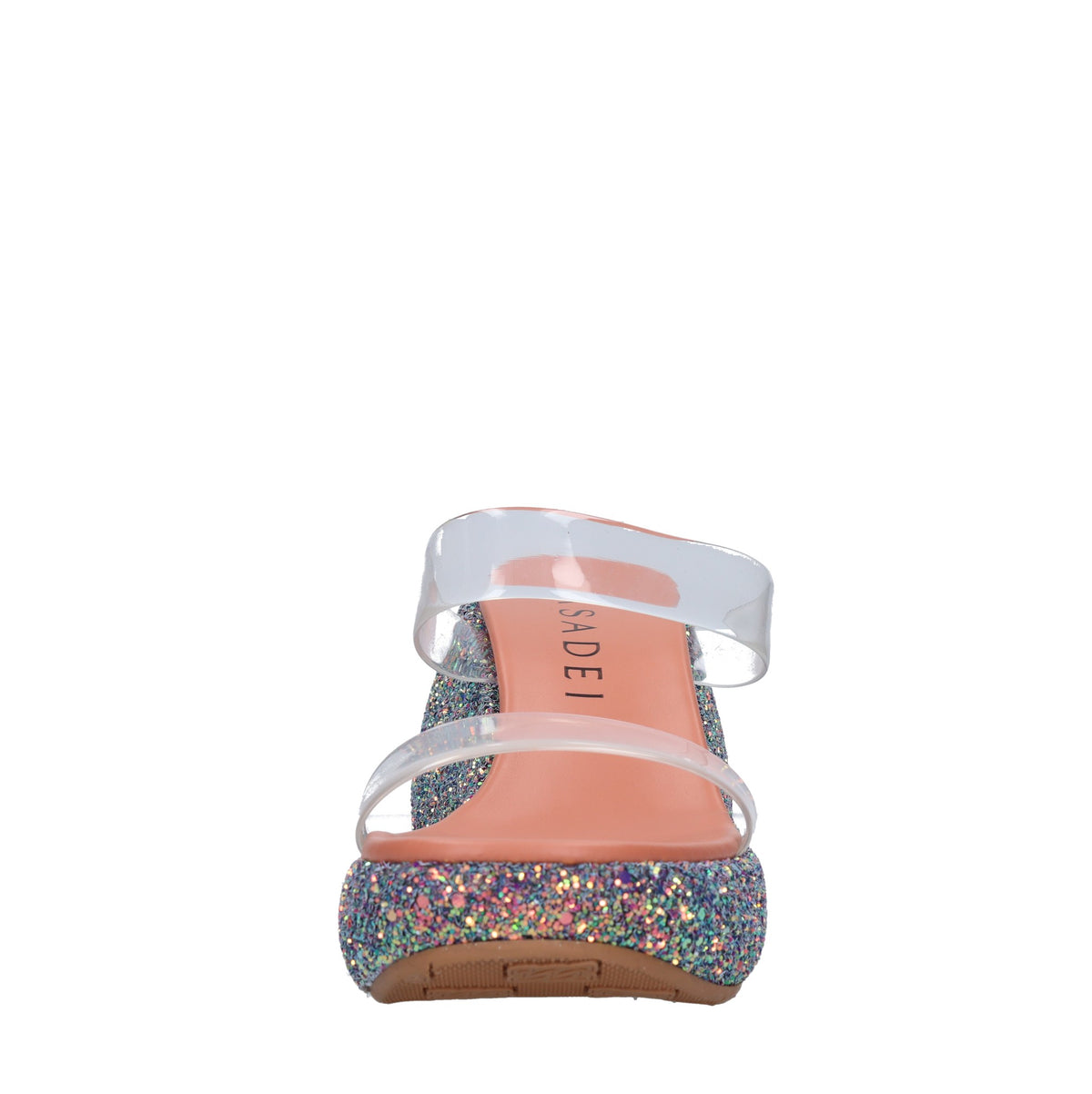 Mules Zeppa in plexi e glitter 