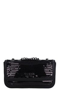Borsa mini in ecopelle e paillettes 