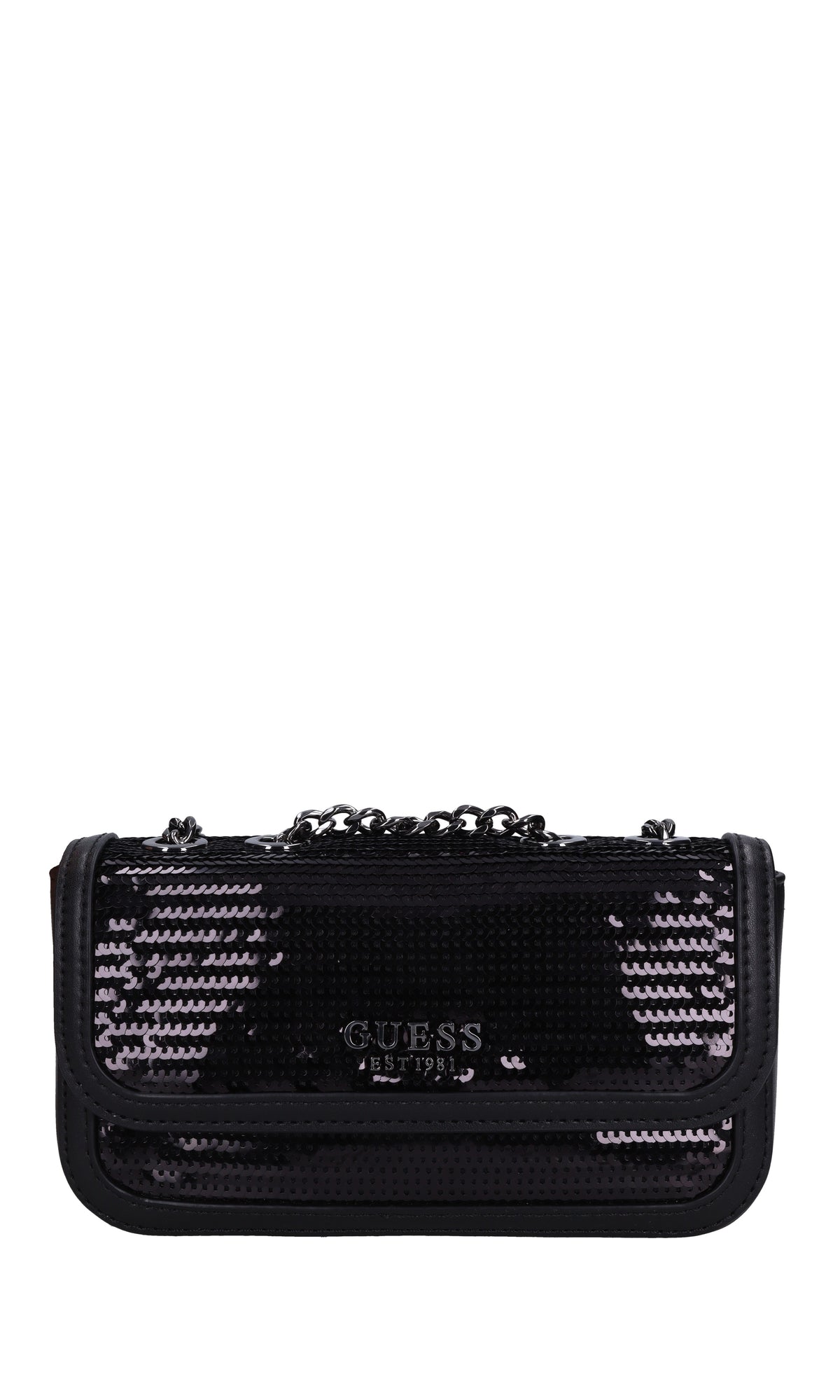Borsa mini in ecopelle e paillettes 