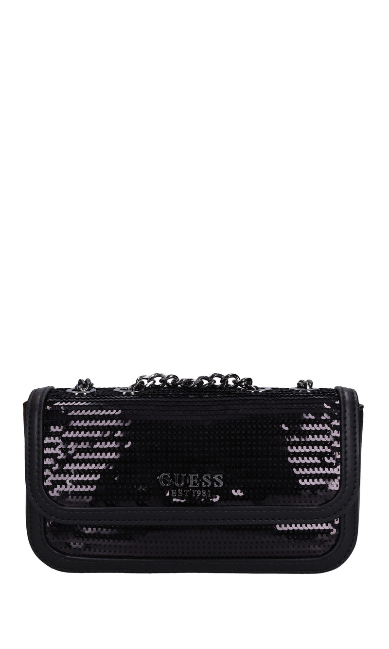 Borsa mini in ecopelle e paillettes 