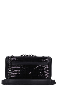 Borsa mini in ecopelle e paillettes 