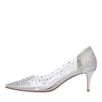 Décolleté in pelle glitterata e PVC 