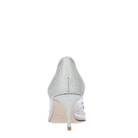 Décolleté in pelle glitterata e PVC 