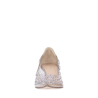 Décolleté in pelle glitterata e PVC 