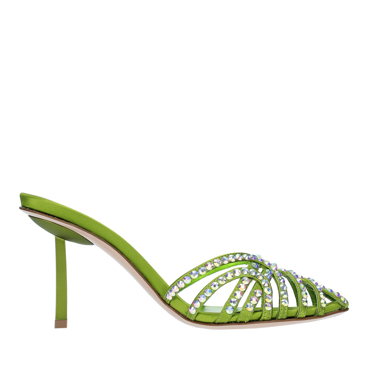 Mules in raso e strass 