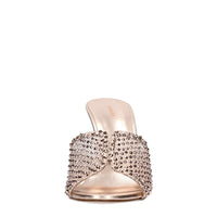Mules in pelle tessuto e PVC 