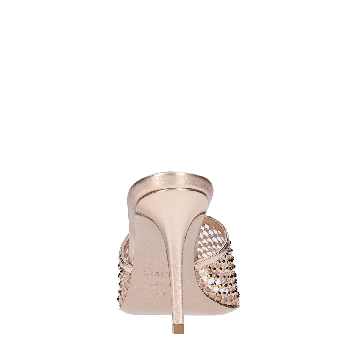 Mules in pelle tessuto e PVC 