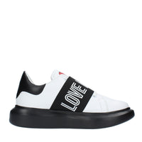 Sneakers in pelle e tessuto 