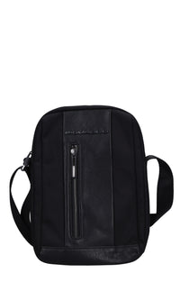 Borsa in pelle e tessuto 