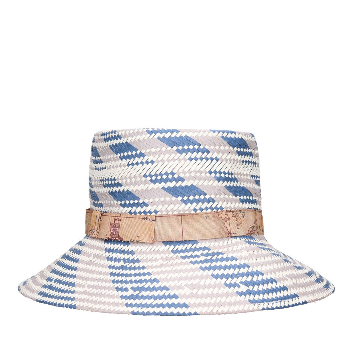 Cappello in rafia e tessuto 