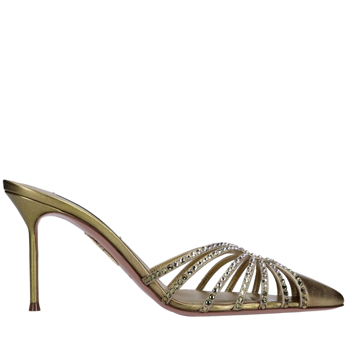 Mules in pelle e strass 