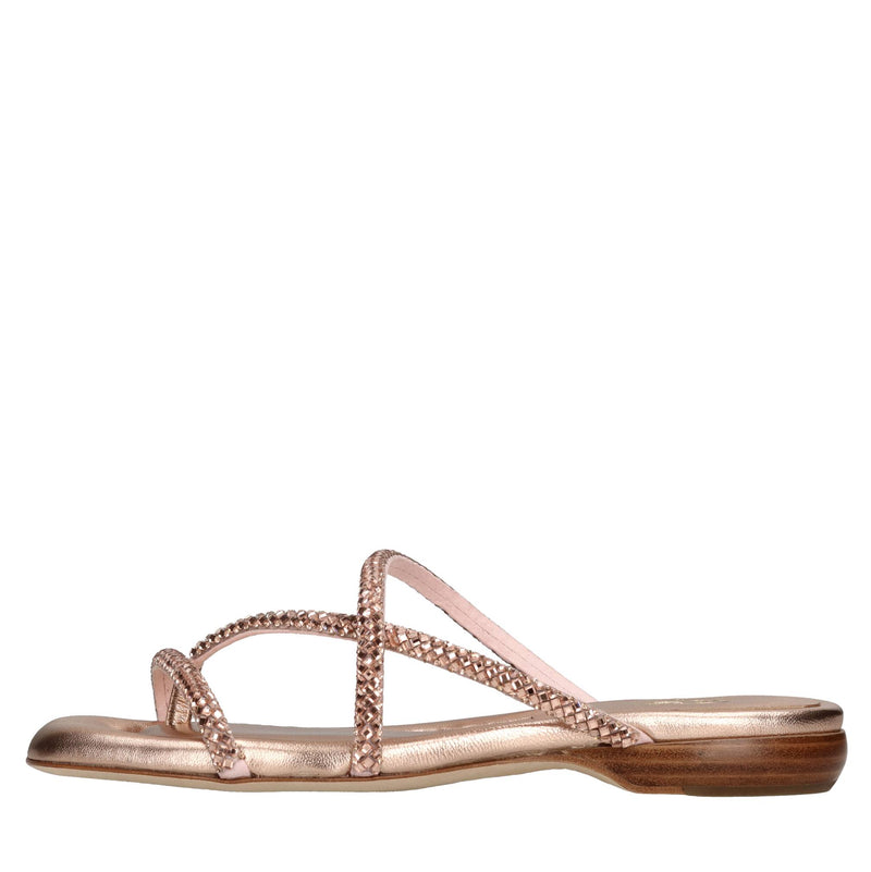 Mules in tessuto e strass 