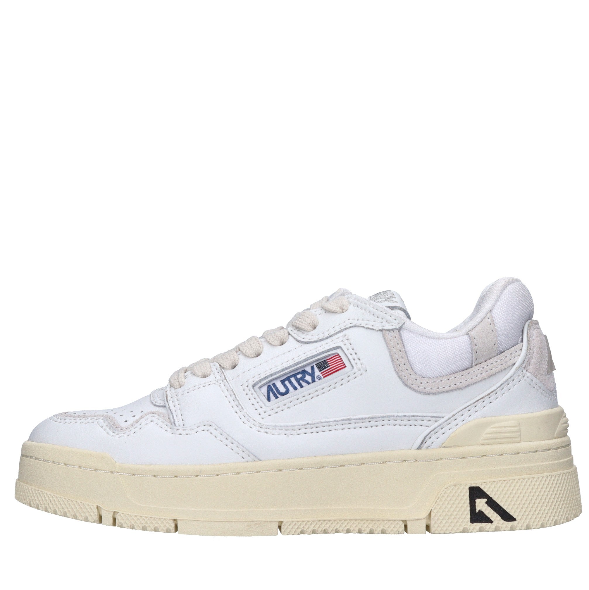 Sneakers in pelle e tessuto 