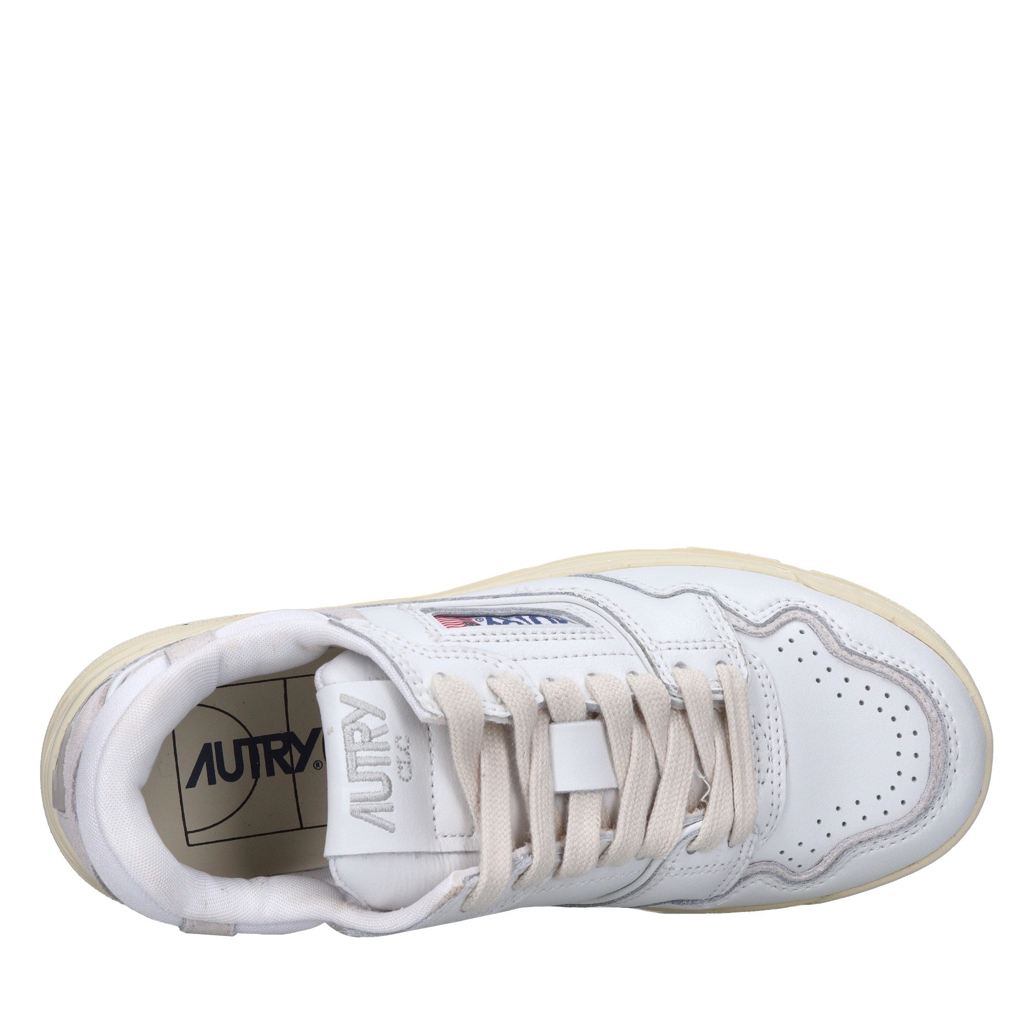 Sneakers in pelle e tessuto 