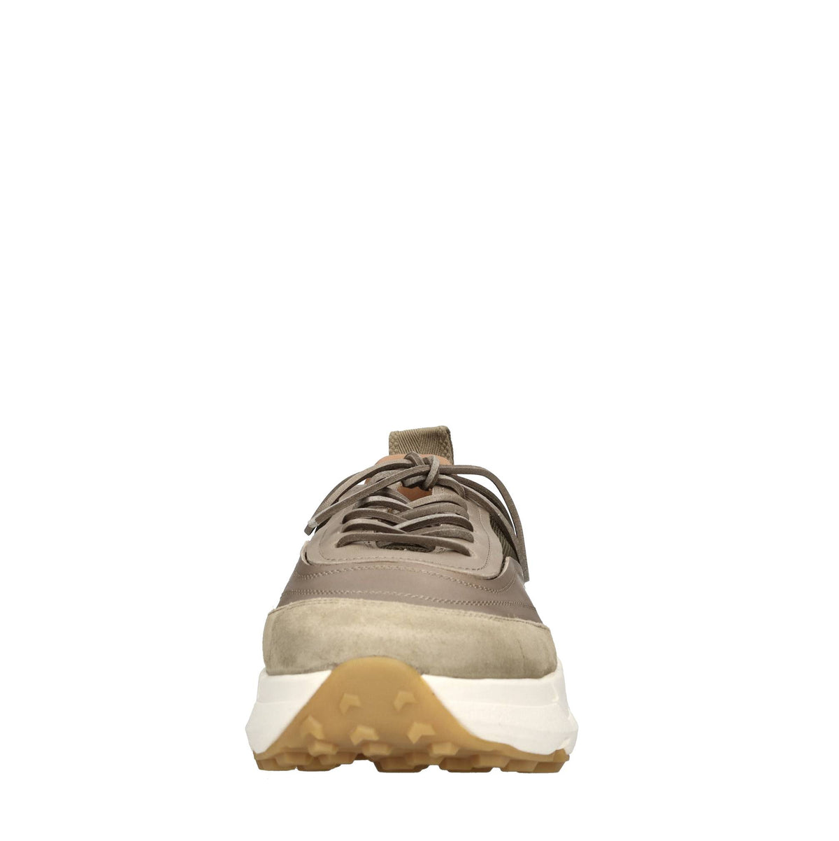 Sneakers in pelle e tessuto 