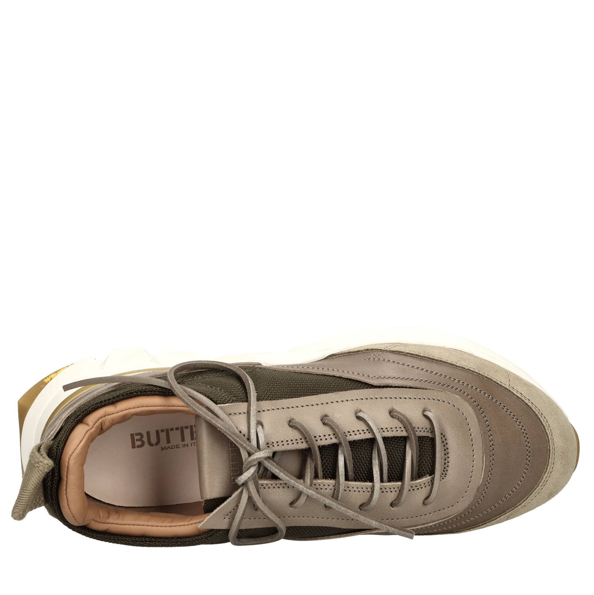 Sneakers in pelle e tessuto 