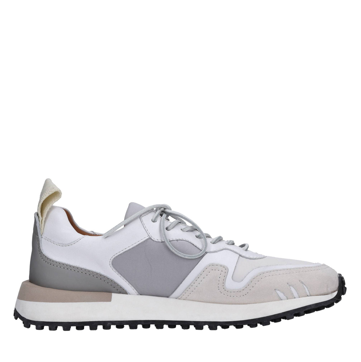 Sneakers in pelle e tessuto 