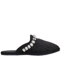 Sabot in rafia e tessuto 