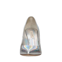 Décolleté Blade in pelle laminata argento specchiato 