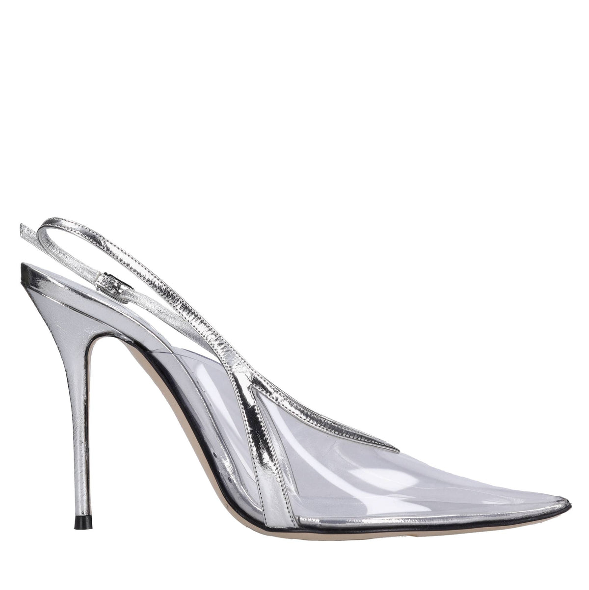 Décolleté slingback in pelle e plexi 