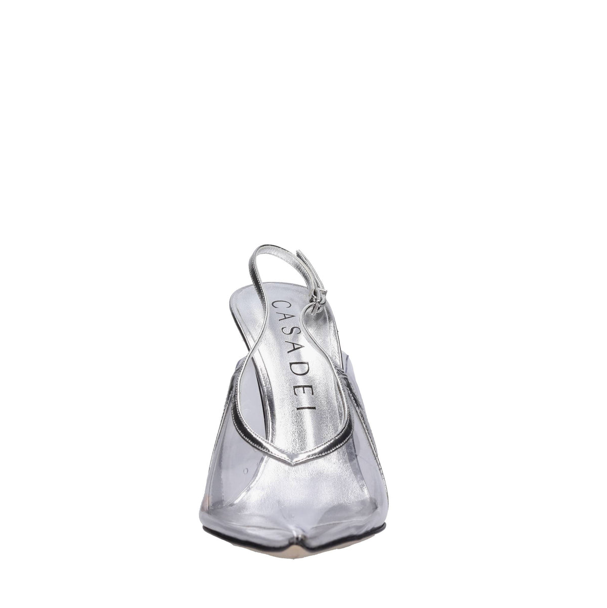 Décolleté slingback in pelle e plexi 