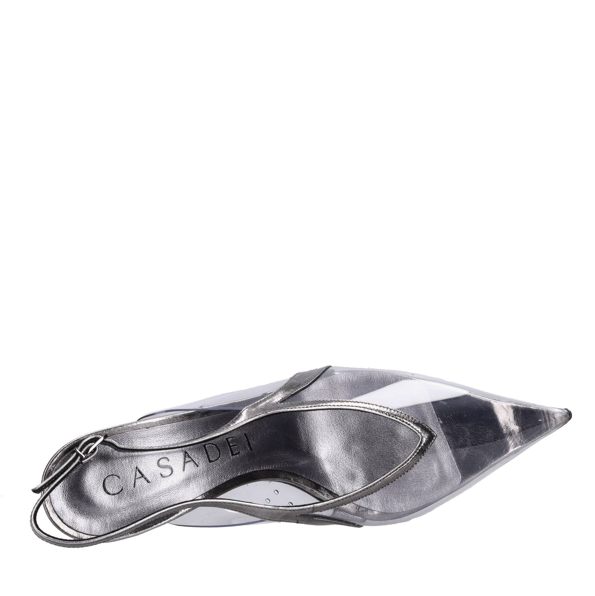 Décolleté slingback in plexi e pelle 