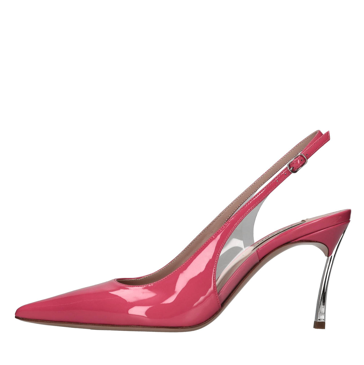 Décolleté slingback blade in vernice e plexi 