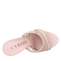Mules Blade in pelle tessuto e strass 