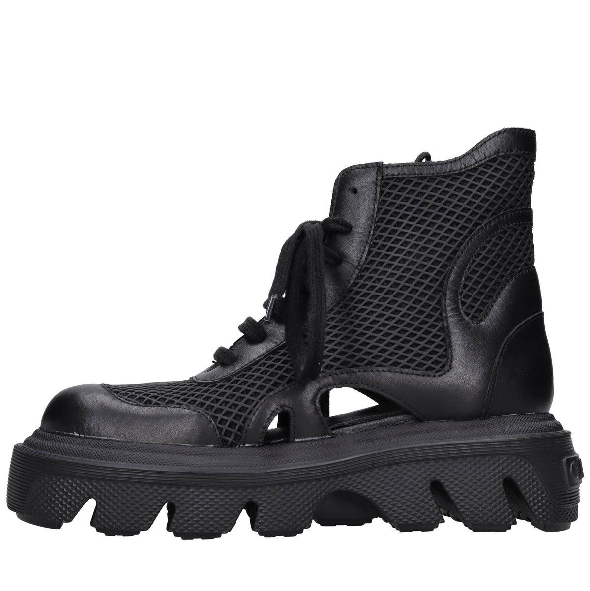 Sneakers in pelle e tessuto 
