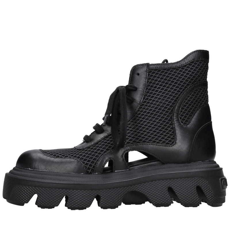 Sneakers in pelle e tessuto 