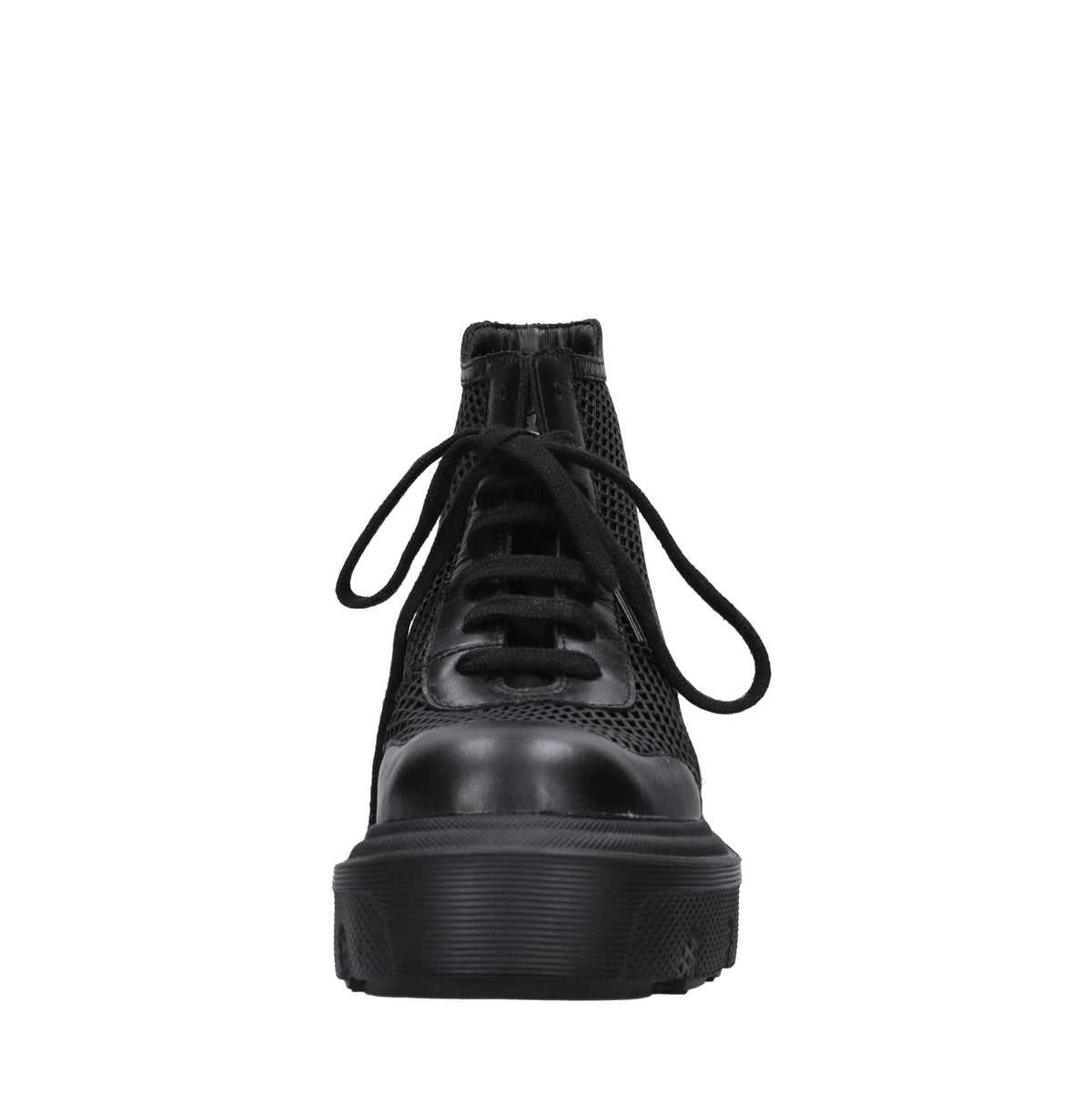 Sneakers in pelle e tessuto 