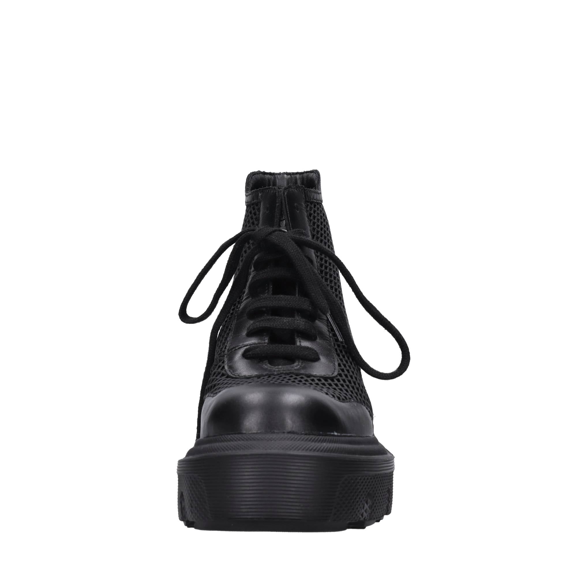Sneakers in pelle e tessuto 