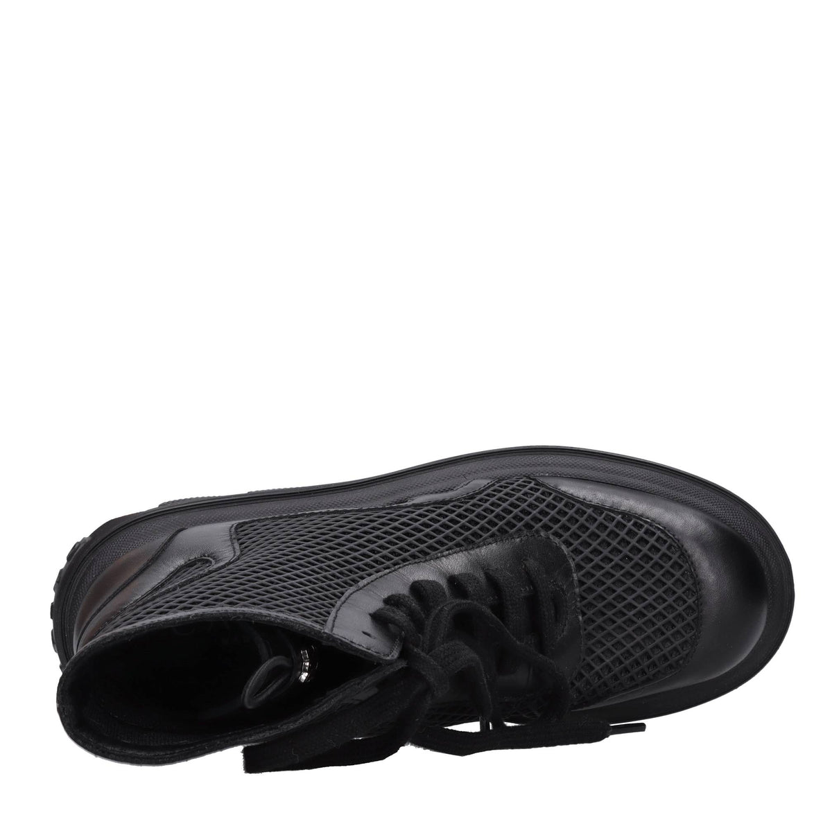 Sneakers in pelle e tessuto 