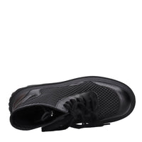 Sneakers in pelle e tessuto 