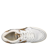 Sneakers in pelle e tessuto 