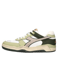 Sneakers in pelle e tessuto 