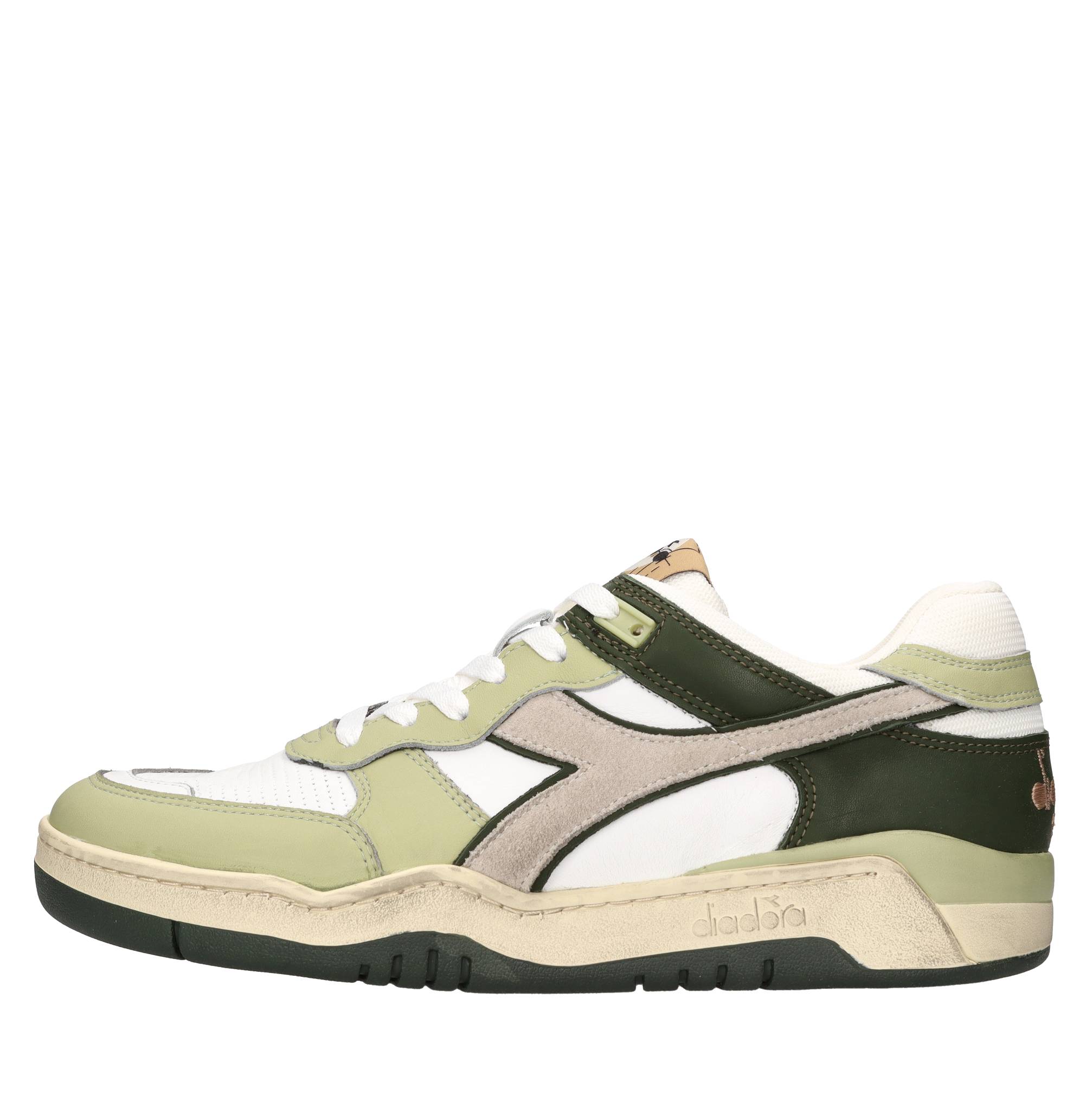 Sneakers in pelle e tessuto 