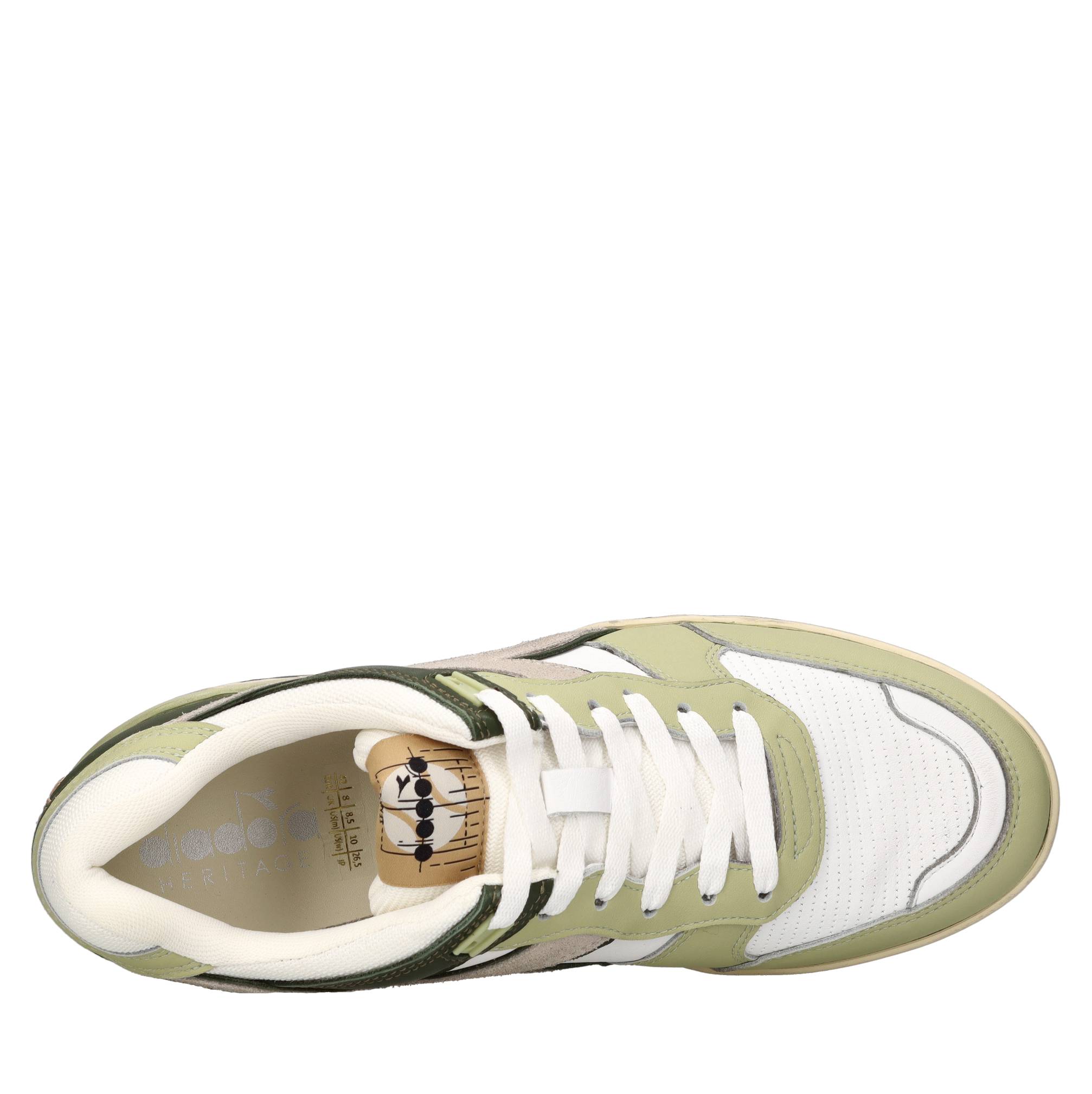 Sneakers in pelle e tessuto 