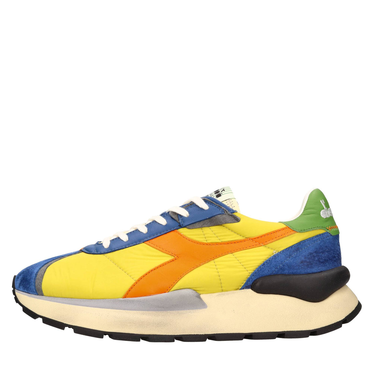 Sneakers in pelle e tessuto 
