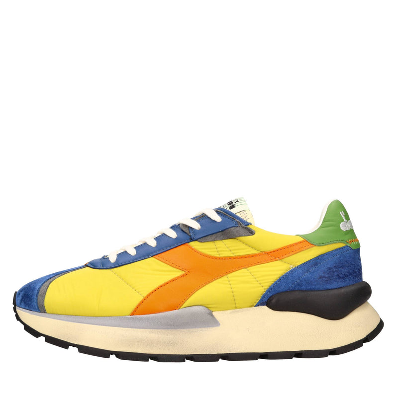 Sneakers in pelle e tessuto 