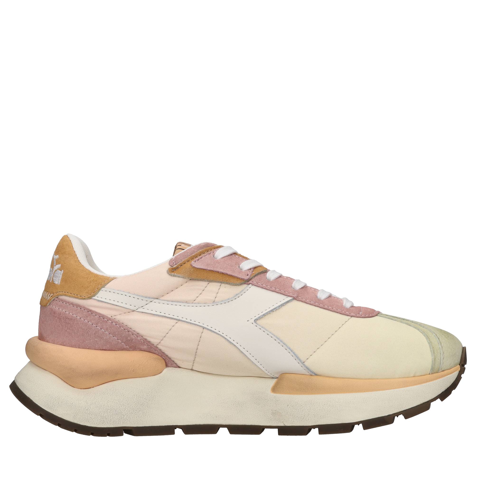 Sneakers in pelle e tessuto 