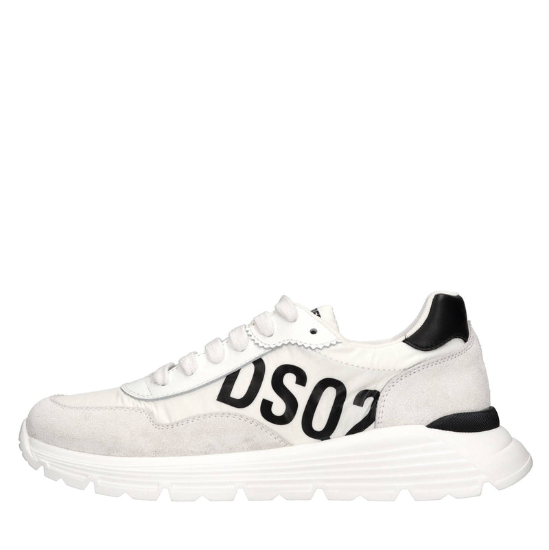 Sneakers in pelle e tessuto 