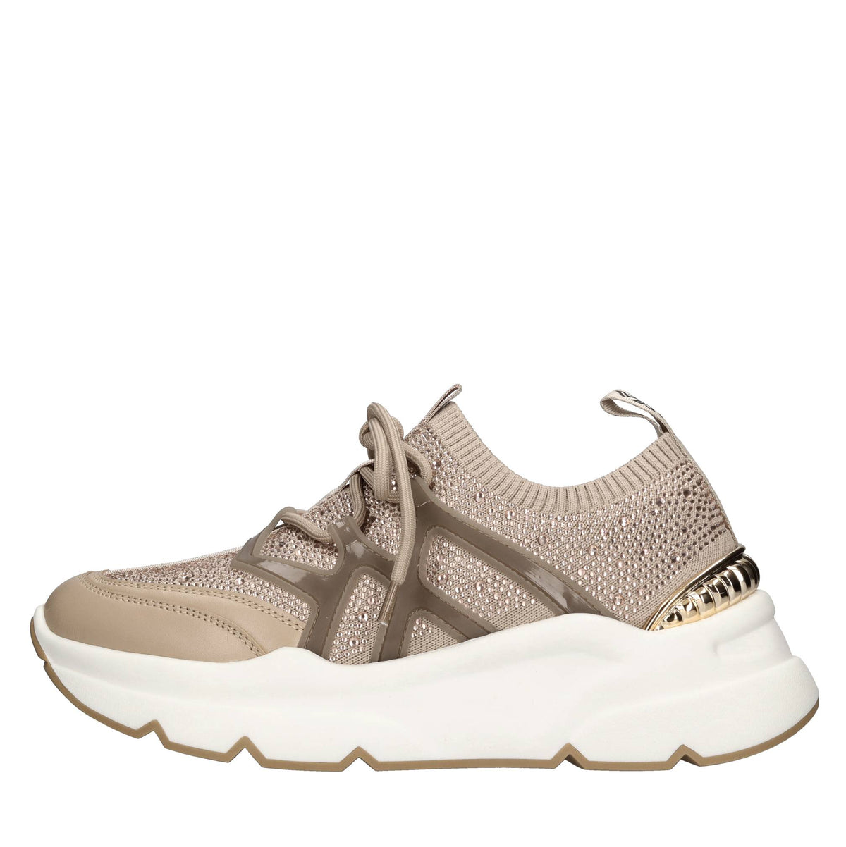 Sneakers in pelle e tessuto 