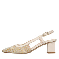 Décolleté slingback in rafia e pelle 