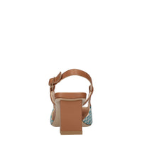 Décolleté slingback in rafia e pelle 