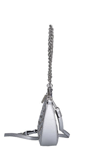Borsa in ecopelle con occhielli argento 