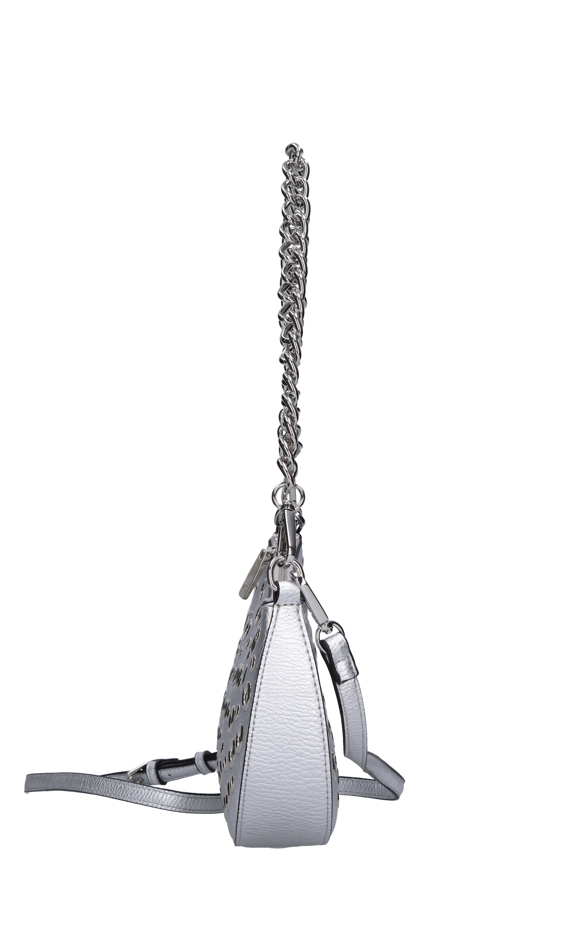 Borsa in ecopelle con occhielli argento 