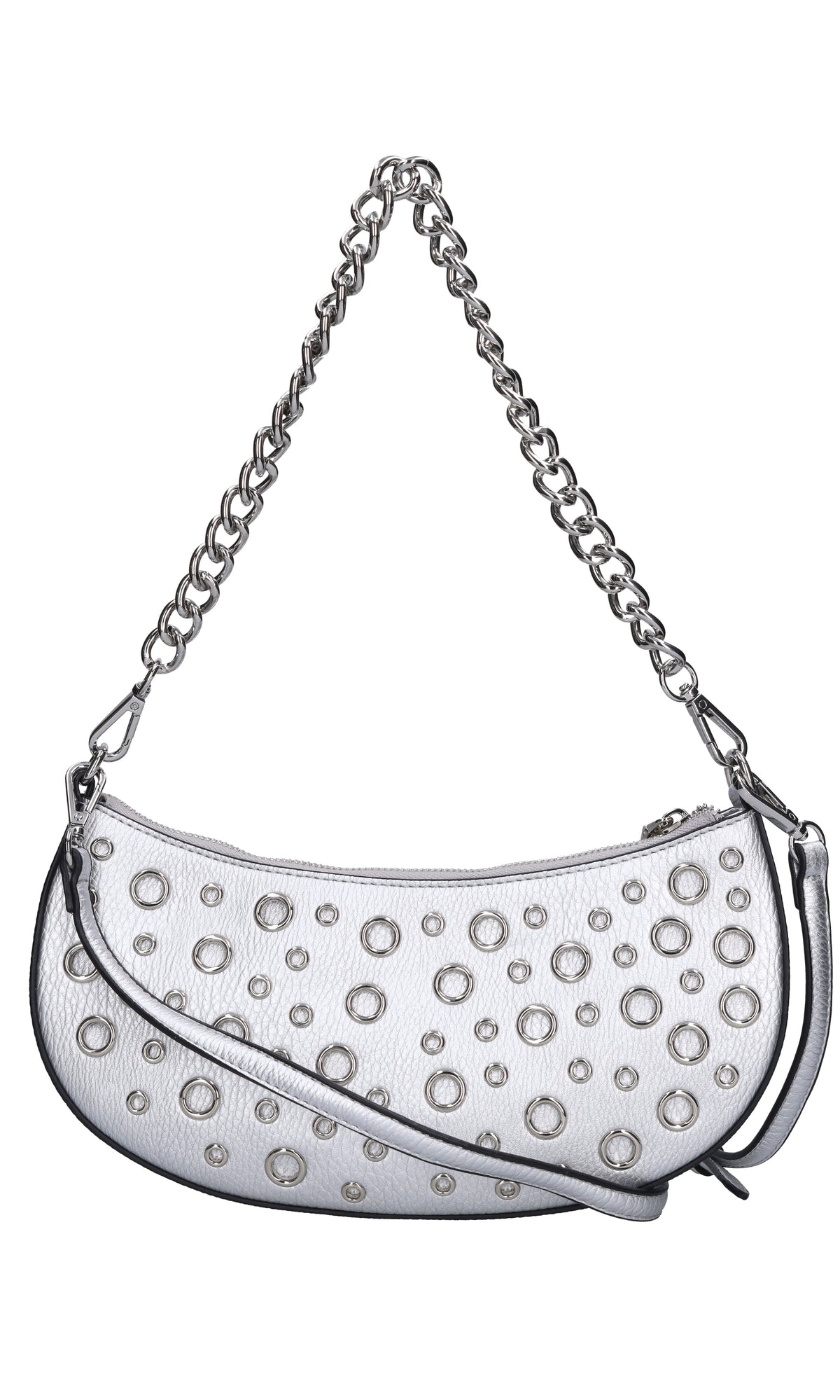 Borsa in ecopelle con occhielli argento 